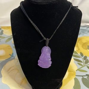Jewelry | Nwot Purple Buddha Glass Necklace | Poshmark